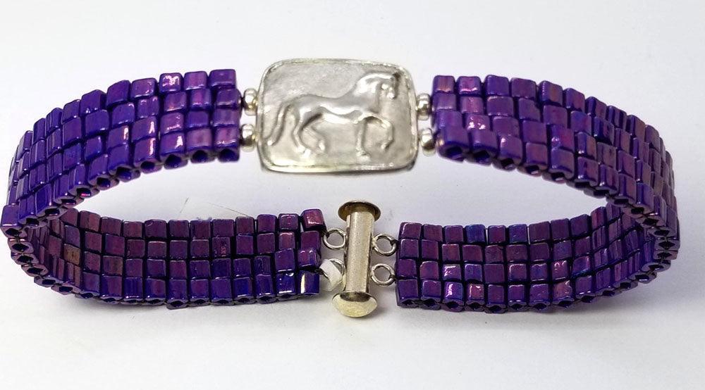 Piaffe Horse Squared on Woven Bead Bracelet - Tempi Design Studio