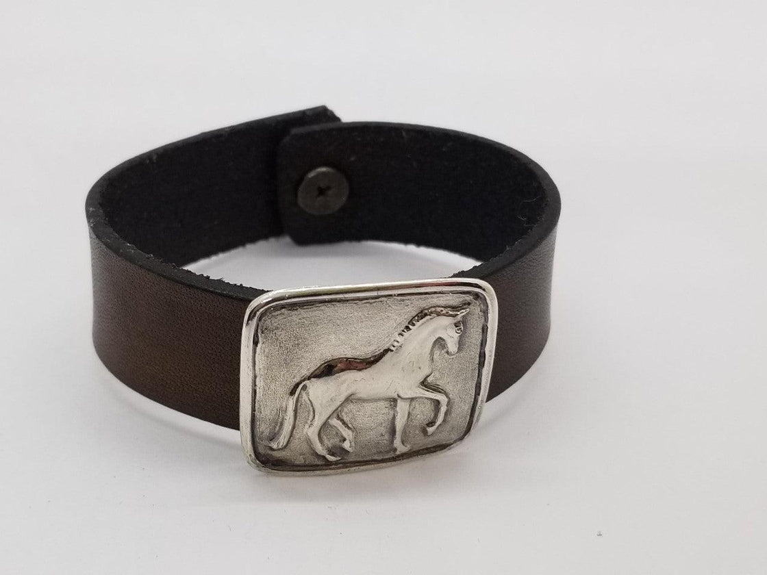 Piaffe Squared Slide on Leather Cuff Bracelet - Tempi Design Studio