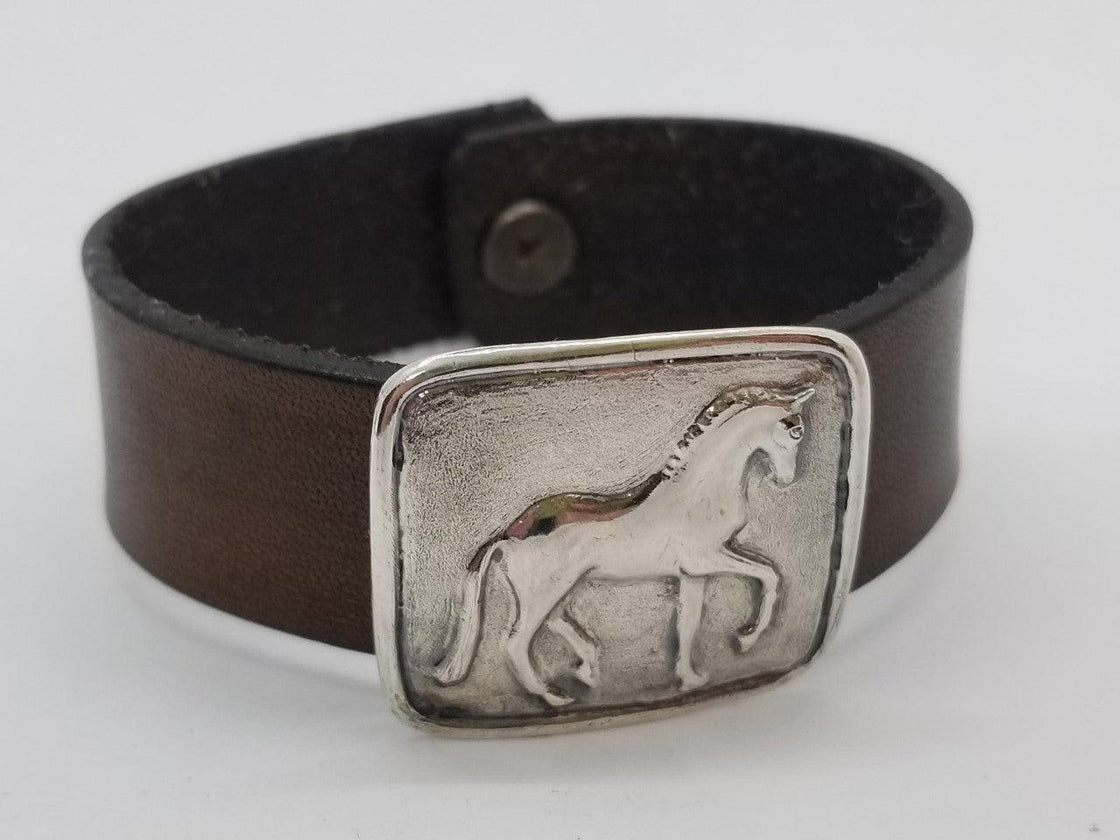 Piaffe Squared Slide on Leather Cuff Bracelet - Tempi Design Studio