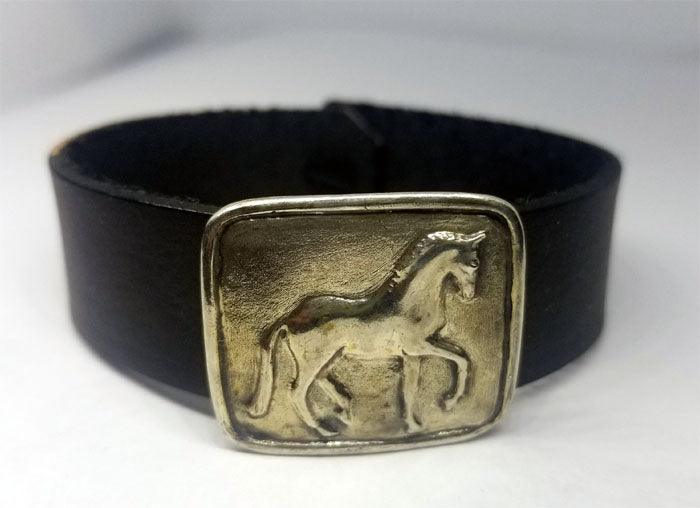 Piaffe Squared Slide on Leather Cuff Bracelet - Tempi Design Studio