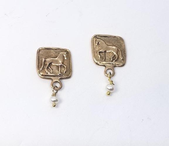 Piaffe Squared Stud Earring OR Piaffe Squared Stud Earring with Fresh Water Pearl Drop - Tempi Design Studio