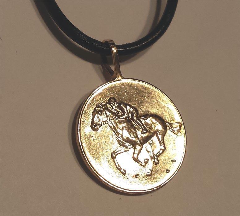 RaceHorse and Jockey at a Gallop Medallion