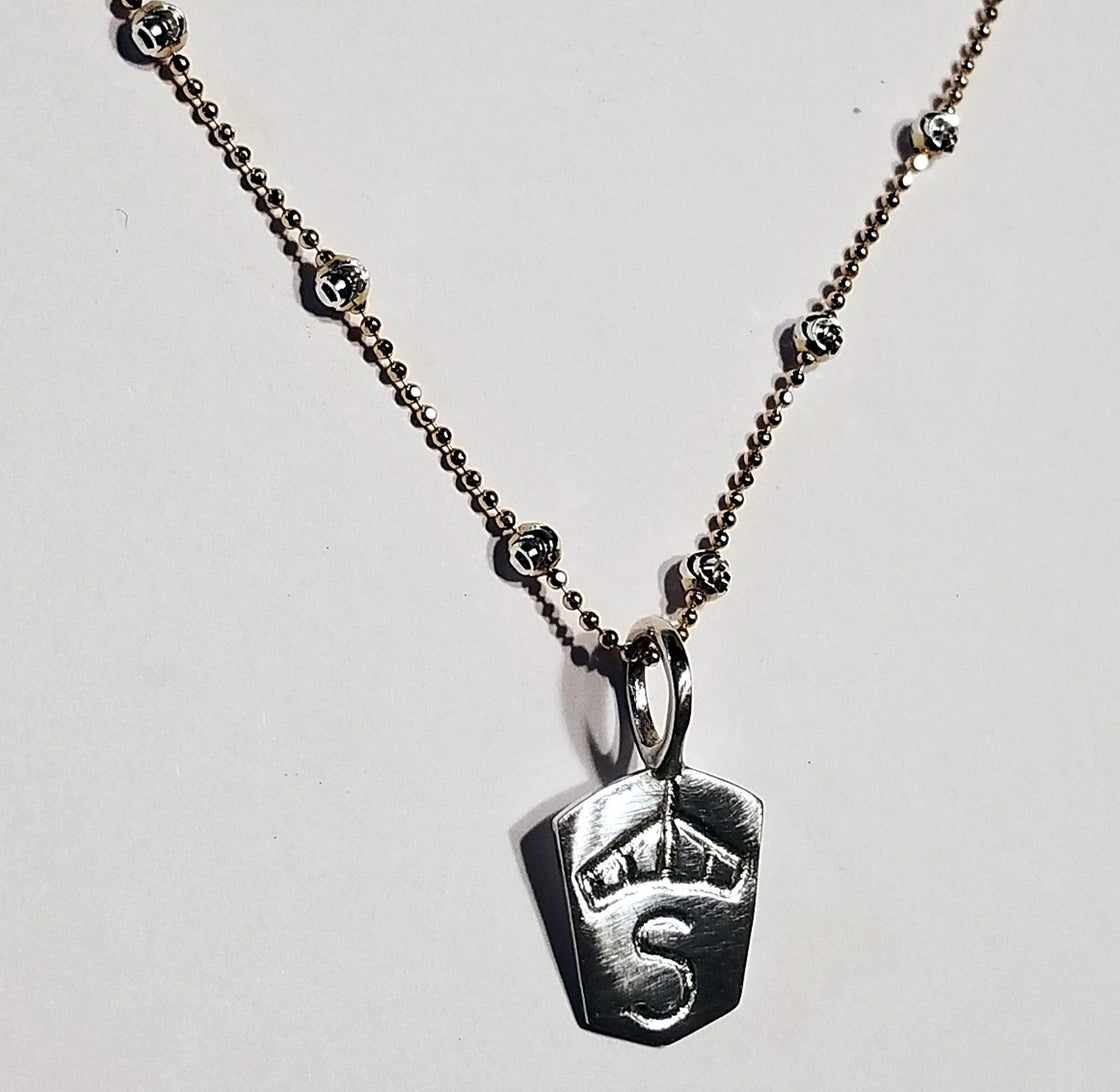 Rose over Sterling Chain with Sterling Bead Stations - Tempi Design Studio