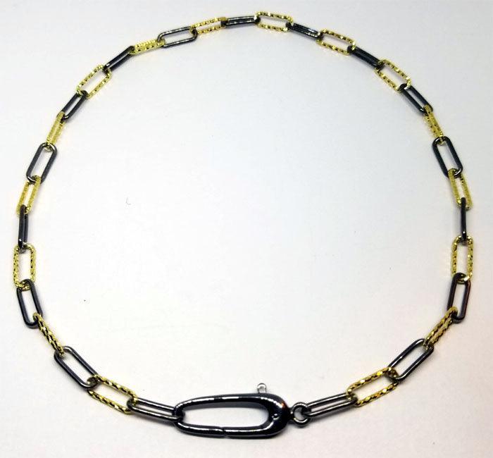 Sterling Black and Gold  Designer Chain - Tempi Design Studio