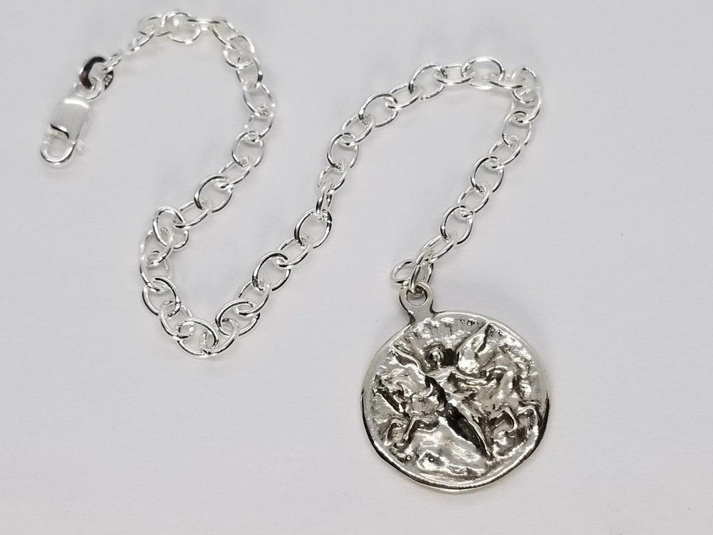 Sterling link Bracelet with Angel and Horses Charm