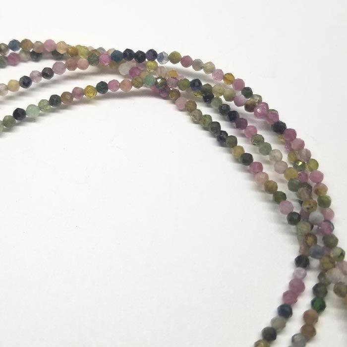 Tourmaline Mix Color 2mm Bead Necklace-2 Strand - Tempi Design Studio