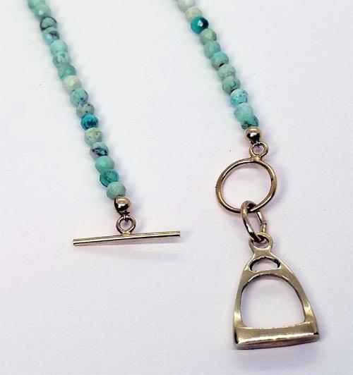 Turquoise Toggle Necklece with Stirrup - Tempi Design Studio