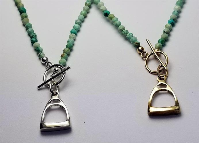 Turquoise Toggle Necklece with Stirrup - Tempi Design Studio