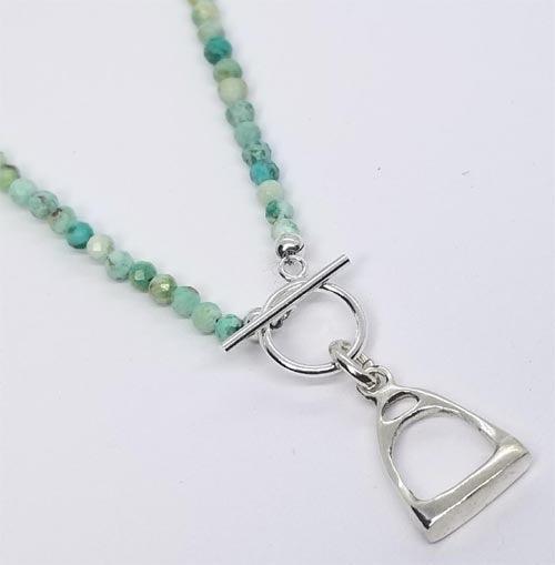 Turquoise Toggle Necklece with Stirrup - Tempi Design Studio