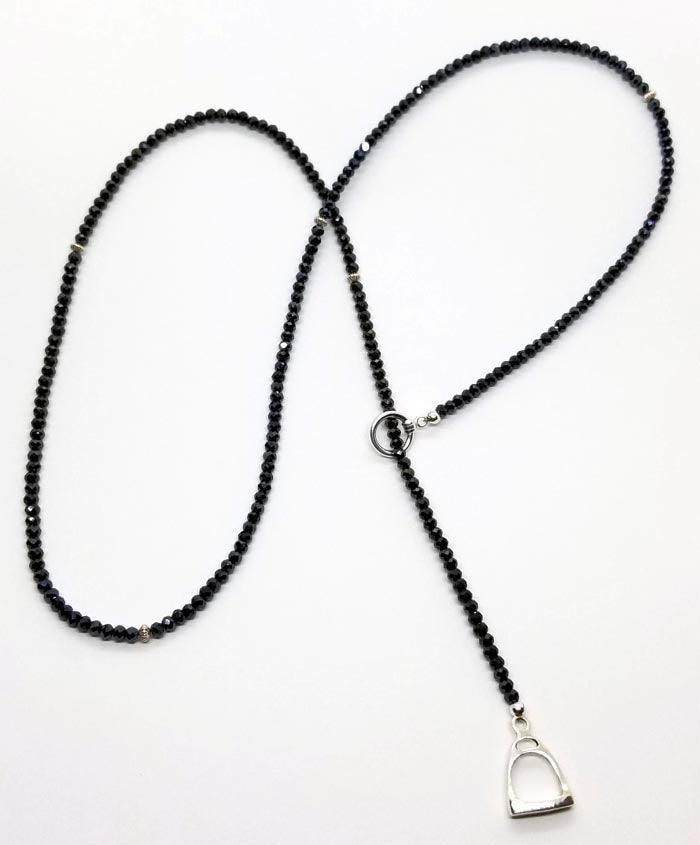 Y Necklace with English Stirrup Charm Sterling Silver - Tempi Design Studio