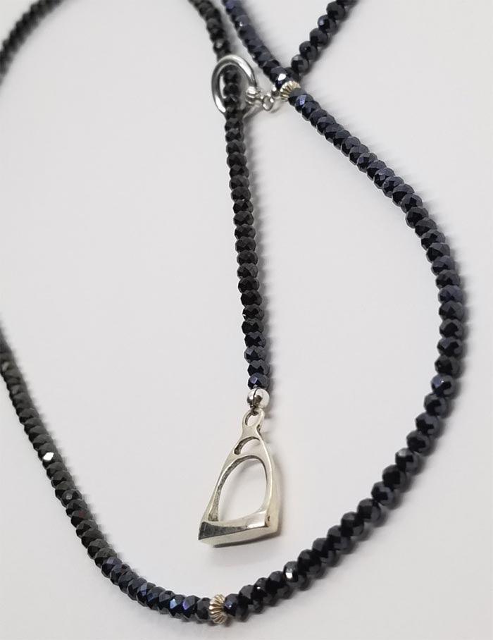 Y Necklace with English Stirrup Charm Sterling Silver - Tempi Design Studio