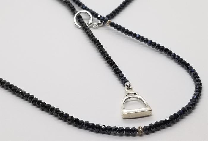 Y Necklace with English Stirrup Charm Sterling Silver - Tempi Design Studio