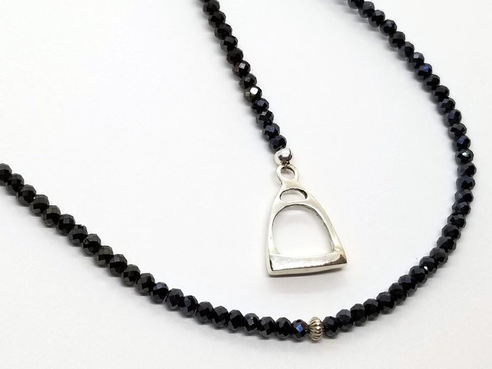 Y Necklace with English Stirrup Charm Sterling Silver - Tempi Design Studio