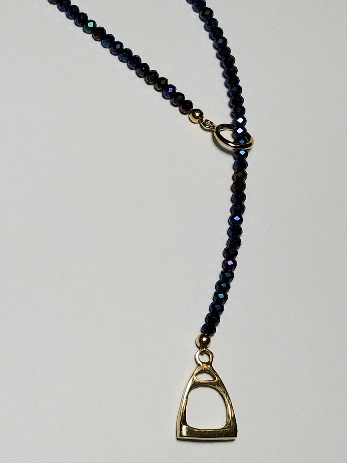 Y Necklace with English Stirrup Charm Sterling Silver - Tempi Design Studio