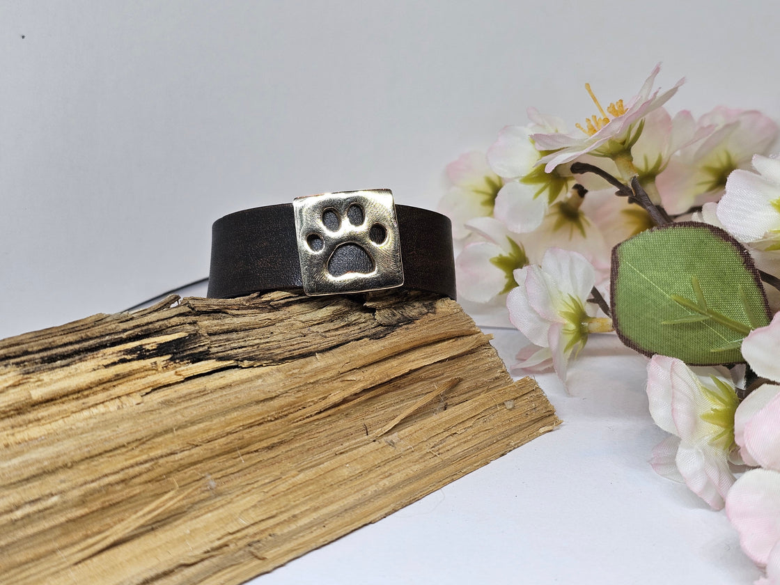 Paw Print Leather Cuff Bracelet