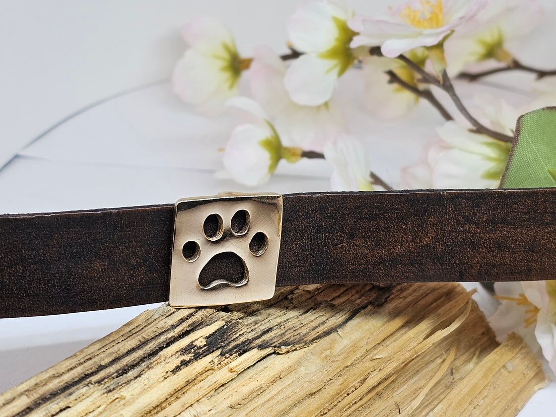 Paw Print Leather Cuff Bracelet