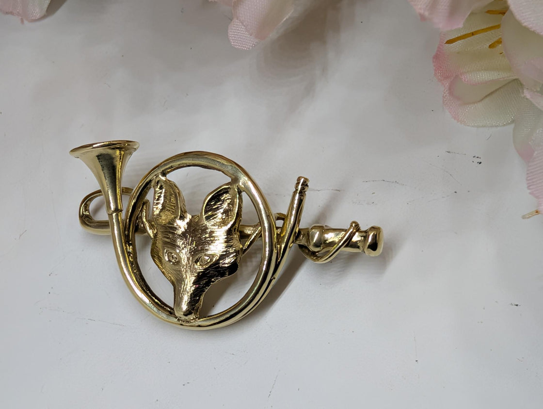 Fox Mask on French Horn with Whip Pin