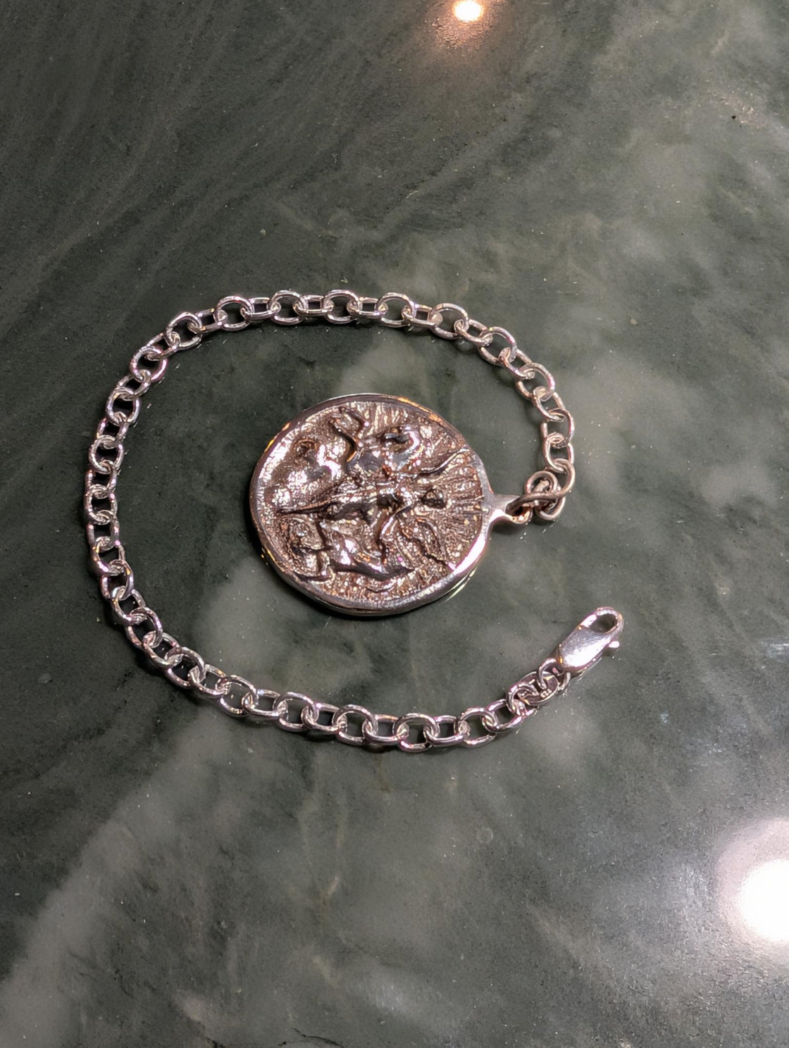 Sterling link Bracelet with Angel and Horses Charm