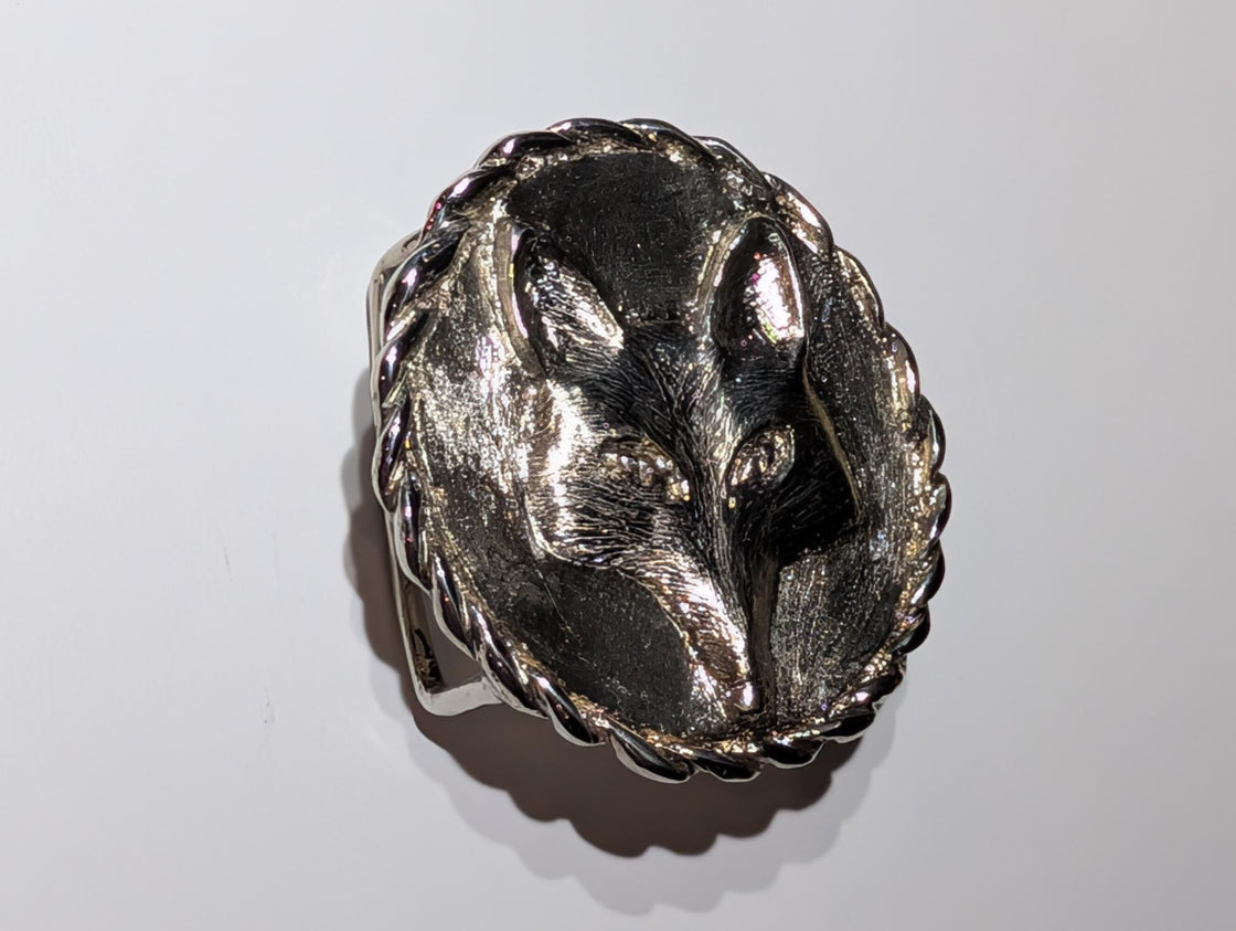 Fox Mask Round Buckle with Rope Edge