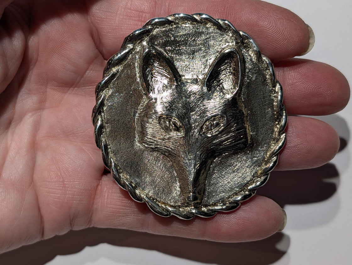 Fox Mask Round Buckle with Rope Edge
