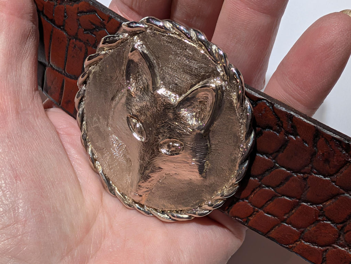 Fox Mask Round Buckle with Rope Edge