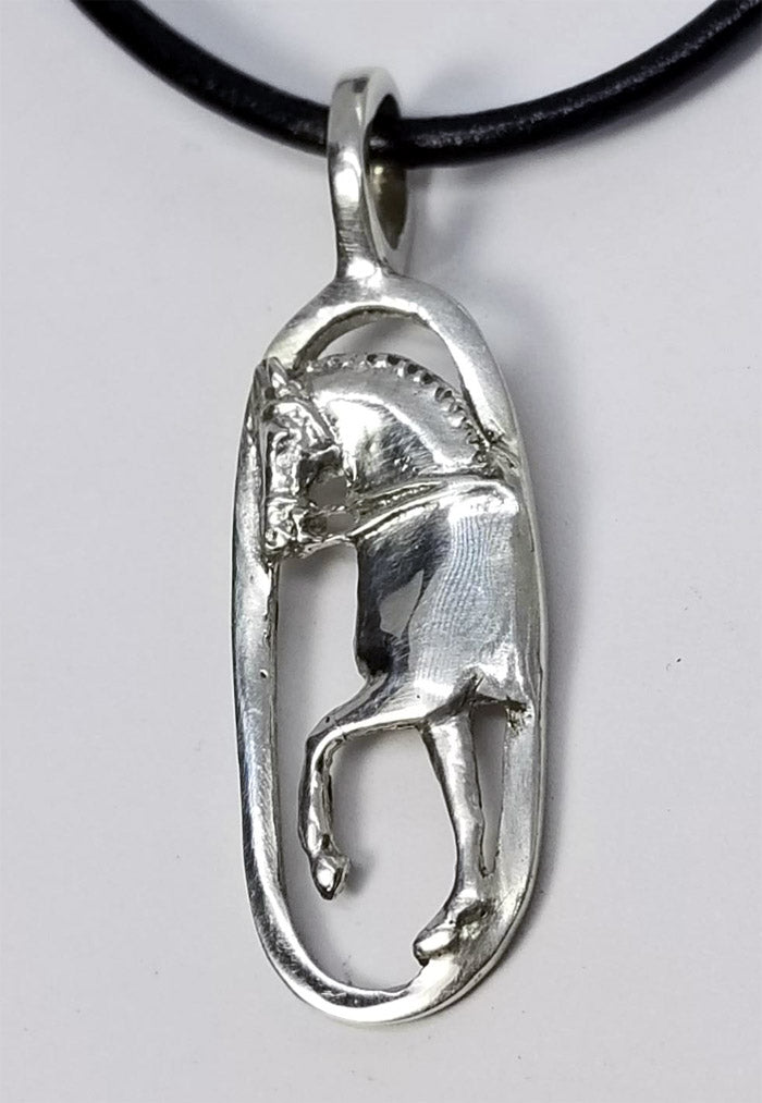 Dressage Horse Trot on Oval Large Pendant