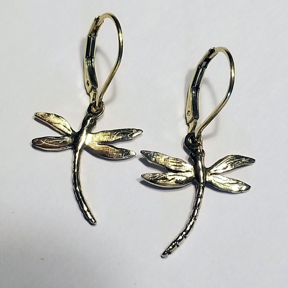 Dragonfly Lever Back Earrings Petite Size