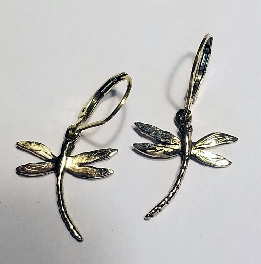 Dragonfly Lever Back Earrings Petite Size