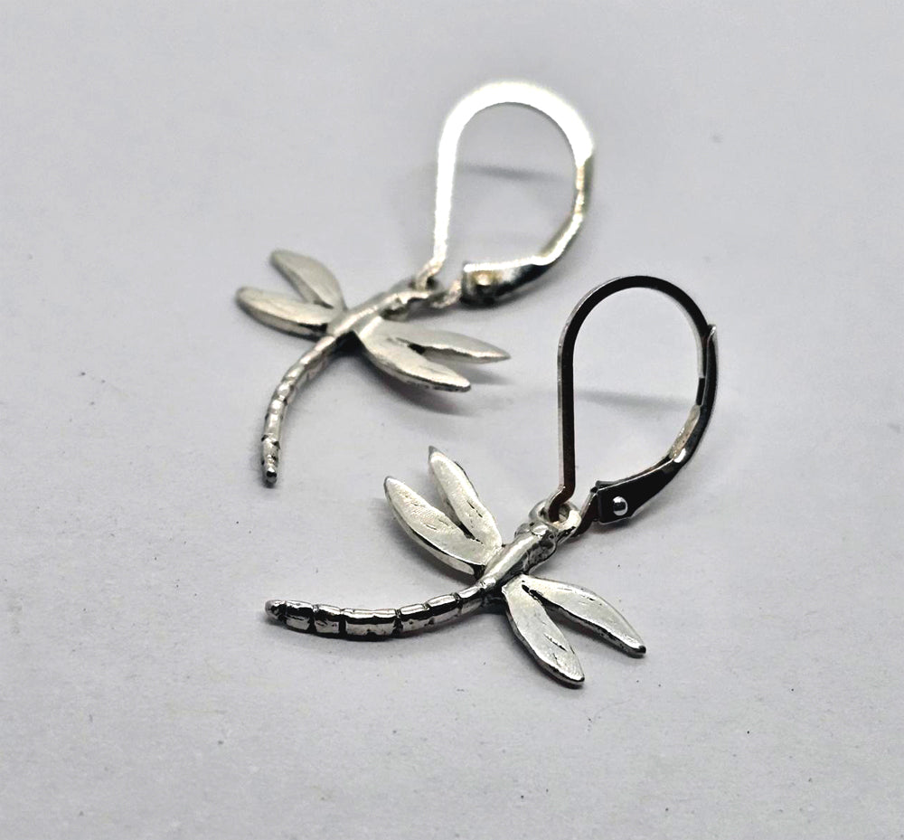 Dragonfly Lever Back Earrings Petite Size