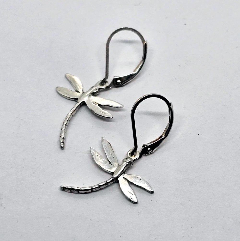 Dragonfly Lever Back Earrings Petite Size