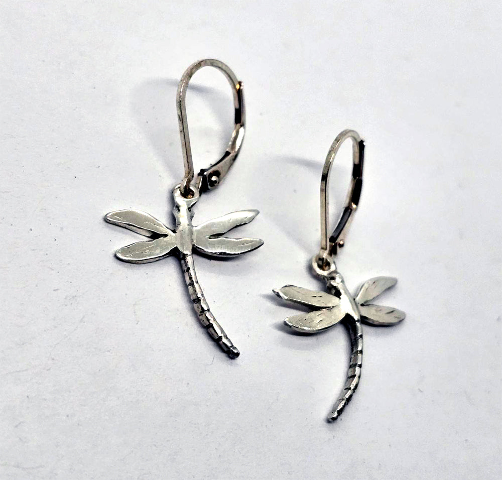 Dragonfly Lever Back Earrings Petite Size