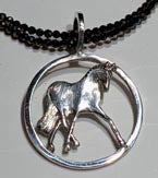 Half Pass Horse on Circle Pendant Medium
