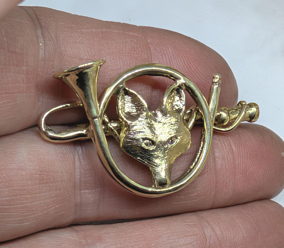 Fox Mask on French Horn with Whip Pin