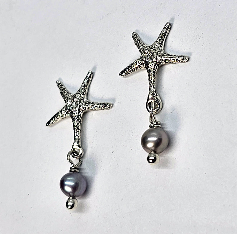 Star Fish with Pearl Drop Stud Earring