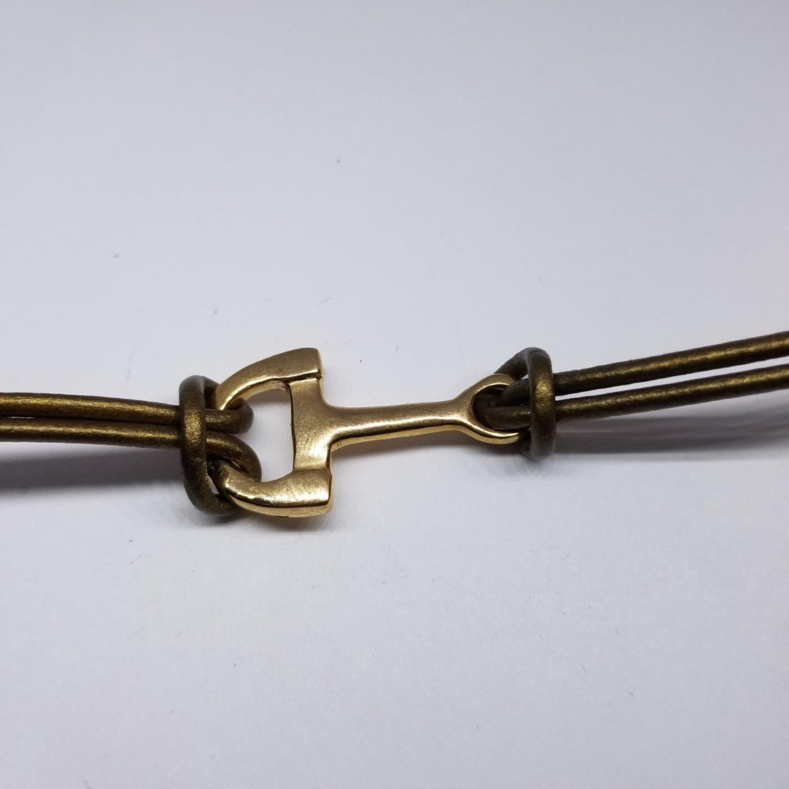 Snaffle Bit on Leather Bracelet in Sterling