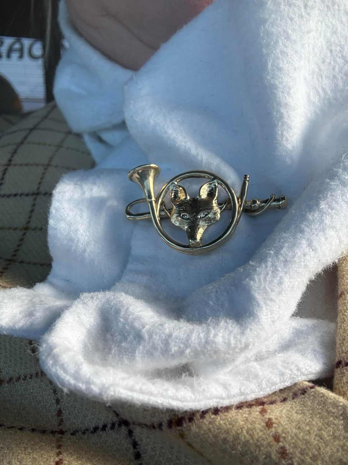 Fox Mask on French Horn with Whip Pin