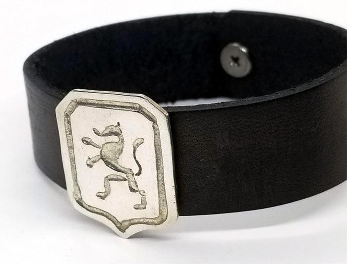 Breed Logo Slide on Leather Cuff Bracelet - Tempi Design Studio