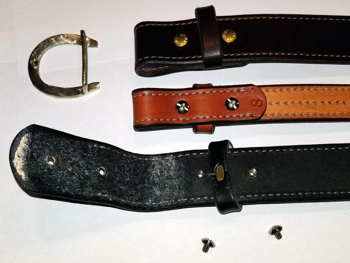 Bridle Leather Belts with stitching 1.5 inch wide - Tempi Design Studio