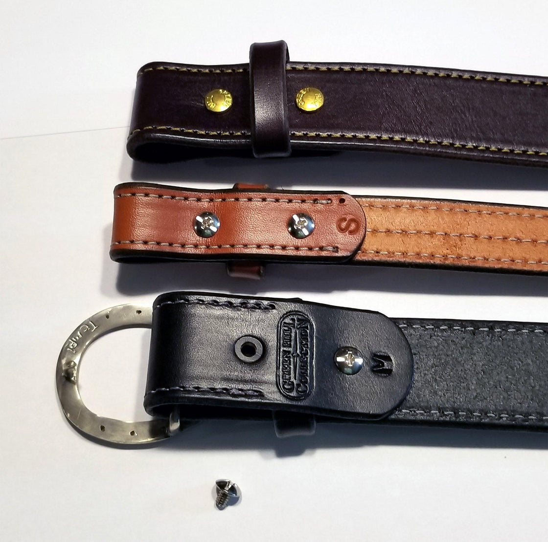Bridle Leather Belts with stitching 1.5 inch wide - Tempi Design Studio