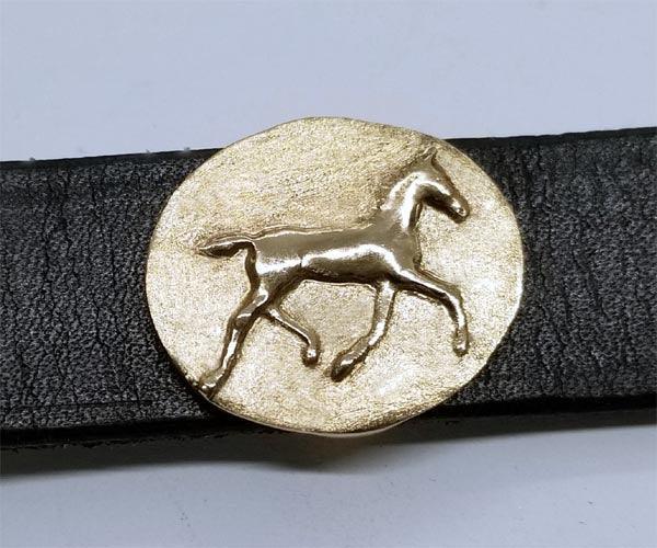 Foal Trotting slide on Leather Cuff Bracelet - Tempi Design Studio