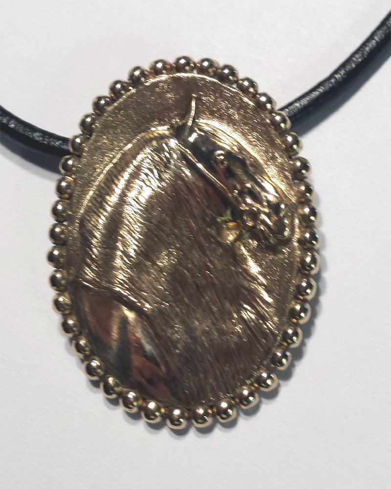 Friesian Horse Brooch/ Slide with Beaded Edge Medium - Tempi Design Studio