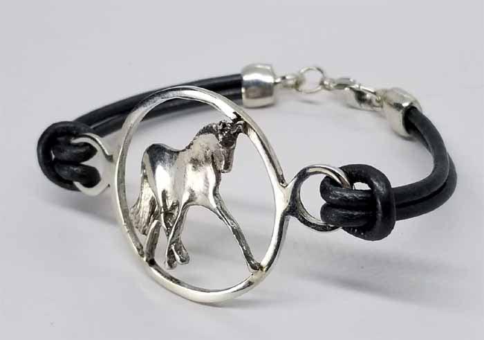 Half Pass Horse in a Circle Leather Cord Bracelet - Tempi Design Studio
