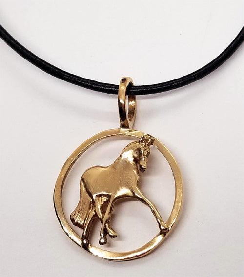 Half Pass Horse on Circle Pendant Medium