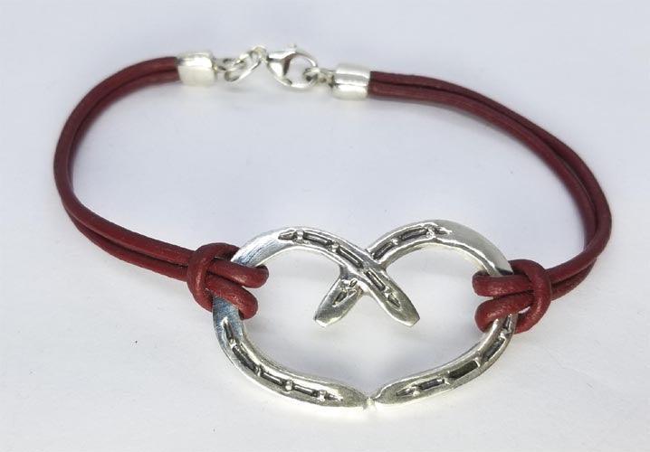Horse Shoe Heart Leather Bracelet