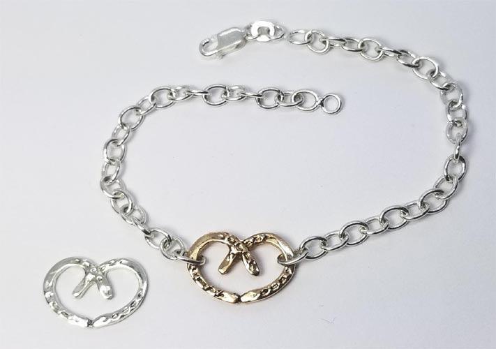 Horse Shoe Heart on Sterling Link Bracelet - Tempi Design Studio