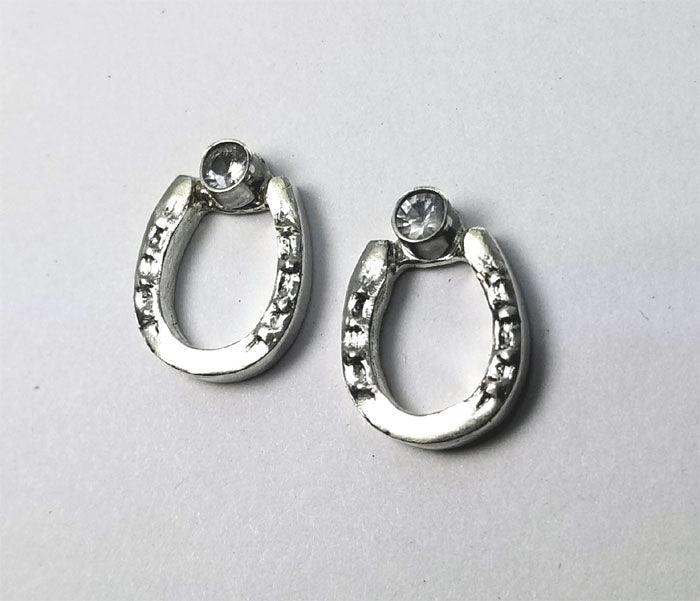 Horse Shoe Stud Earring with Bezel set Stones - Tempi Design Studio