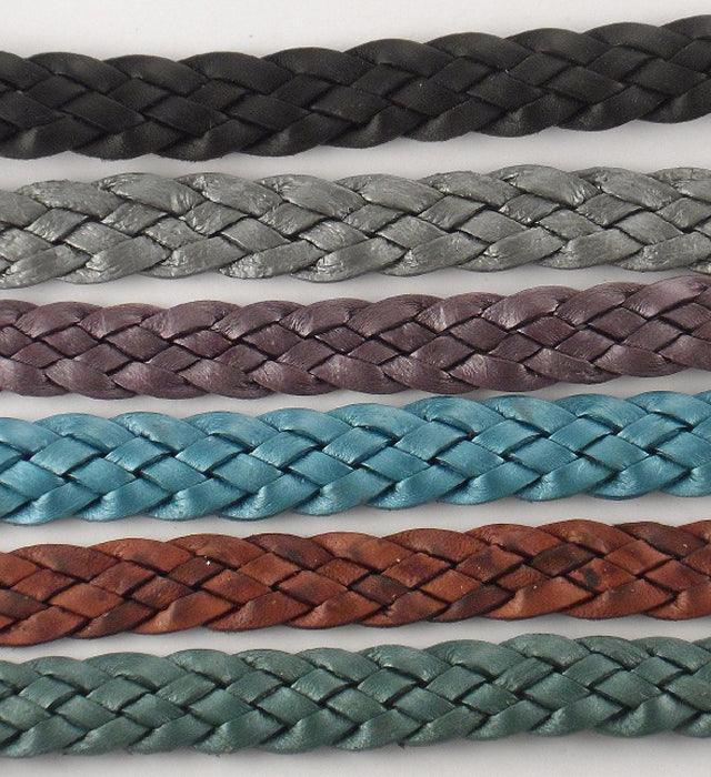 Horseshoe Slide on 5 Strand Woven Leather Bracelet - Tempi Design Studio