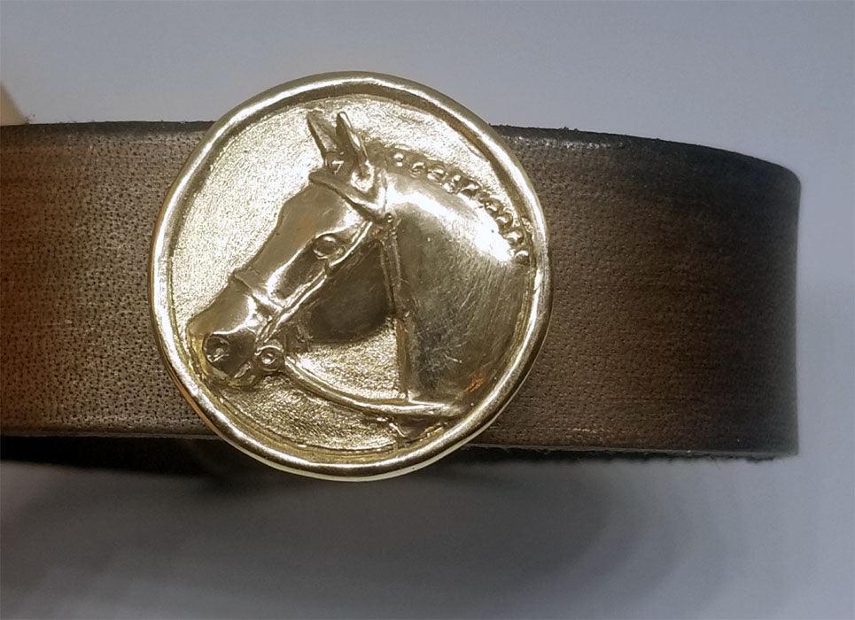 Hunter Horse on Leather Cuff Bracelet - Tempi Design Studio