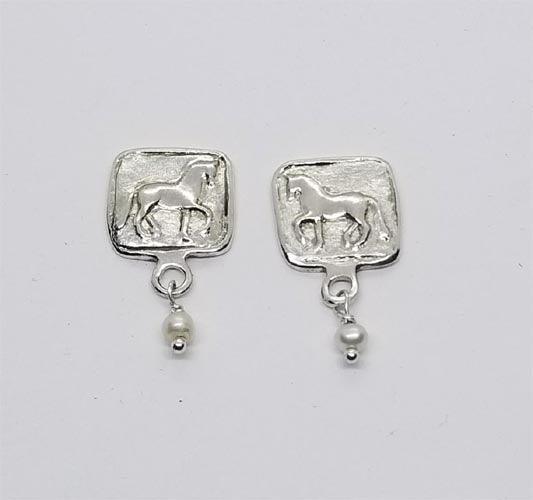 Piaffe Squared Stud Earring OR Piaffe Squared Stud Earring with Fresh Water Pearl Drop - Tempi Design Studio