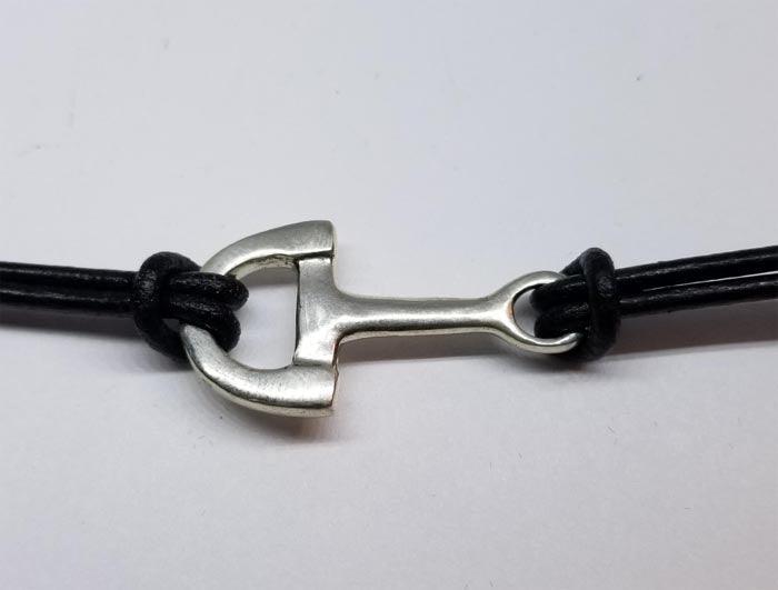 Snaffle Bit on Leather Bracelet in Sterling - Tempi Design Studio